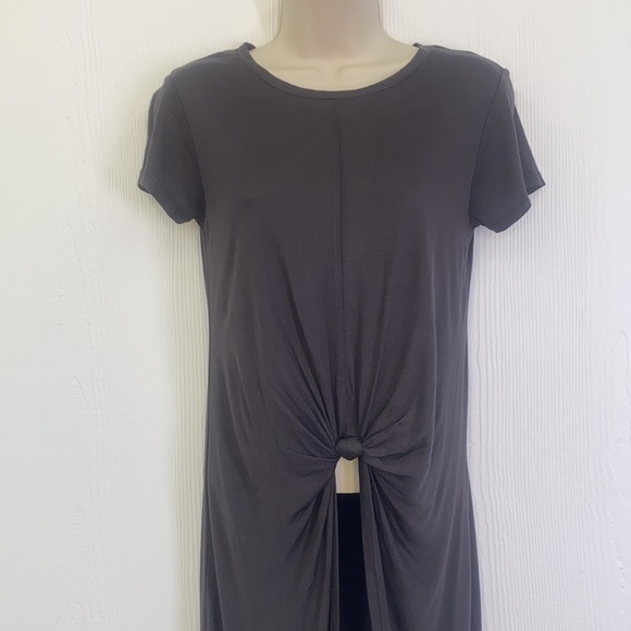Zara - NWT Knotted High And Low Short Sleeve Dark Gray Shirt  Size Small - Picture 3 of 13